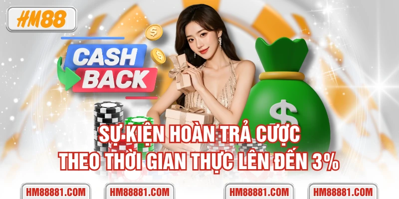 Sự kiện hoàn trả cược theo thời gian thực lên đến 3%